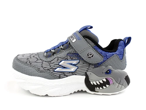 Skechers charcoal/blue creature sneaker med blink